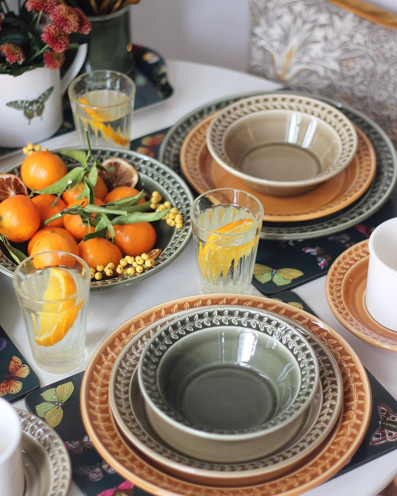 Portmeirion - Botanic Garden Harmony - Pasta Bowls (Set of 4-Forest Green) | 9 in - Limolin 