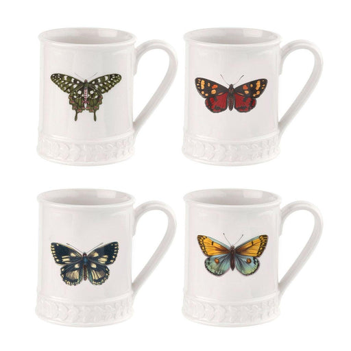Portmeirion - Botanic Garden Harmony Set of 4 Embossed Tankard Butterfly | 16 oz - Limolin 