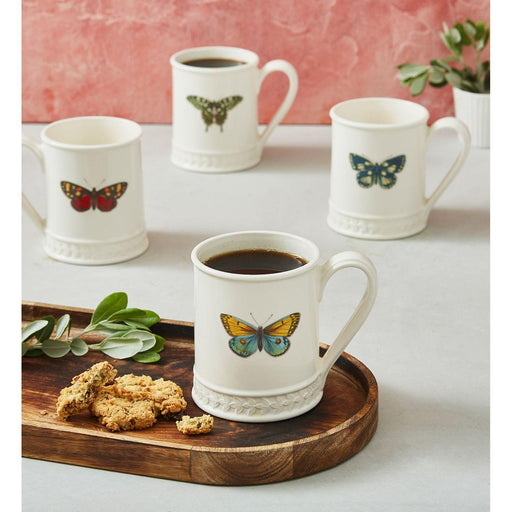 Portmeirion - Botanic Garden Harmony Set of 4 Embossed Tankard Butterfly | 16 oz - Limolin 