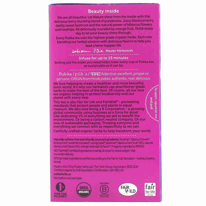 Pukka - Blackcurrant Beauty Herbal Tea - Limolin 