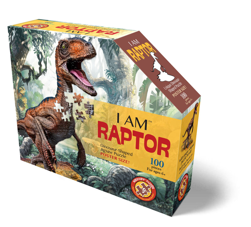 Madd Capp Puzzles – I Am Raptor Jigsaw Puzzle | 100 Pieces – front of packaging