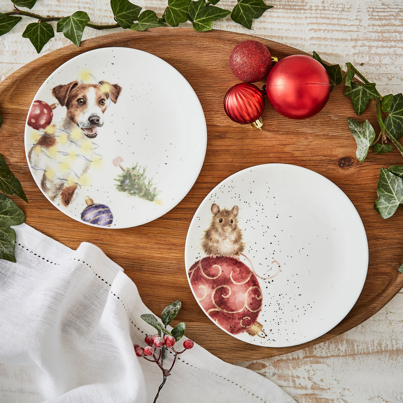 Royal Worcester - Coupe Plate 6.5" (Set of 2) - Dog & Mouse - Limolin 