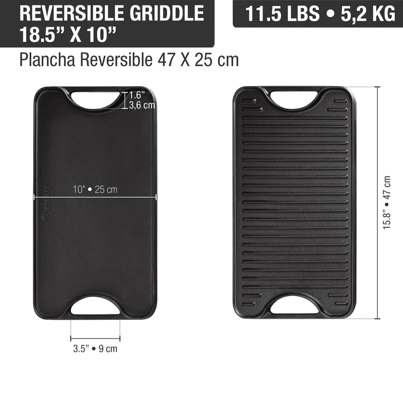 Victoria - Reversible Cast Iron Griddle - 47 x 25 cm