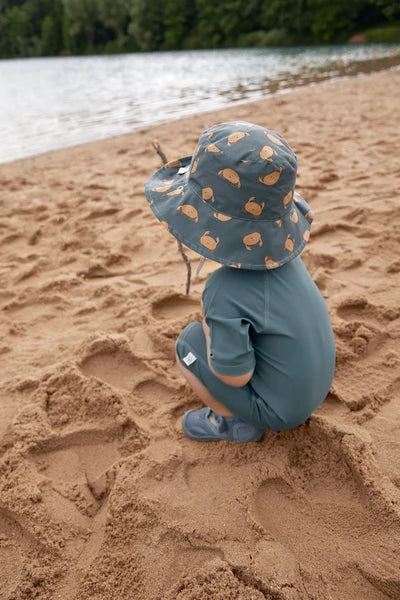 Lassig - Swimwear - Sun Protection Bucket Hat - Crabs Blue | 3 - 6 months