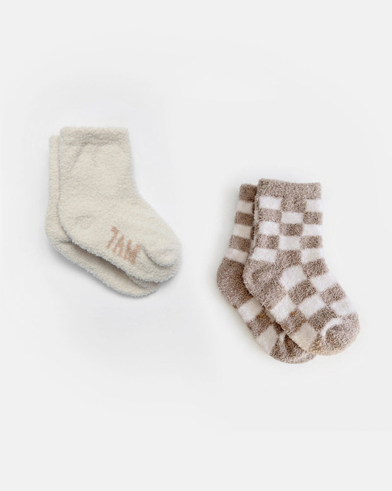 7AM - Chenille Socks - Checkers Two Pack