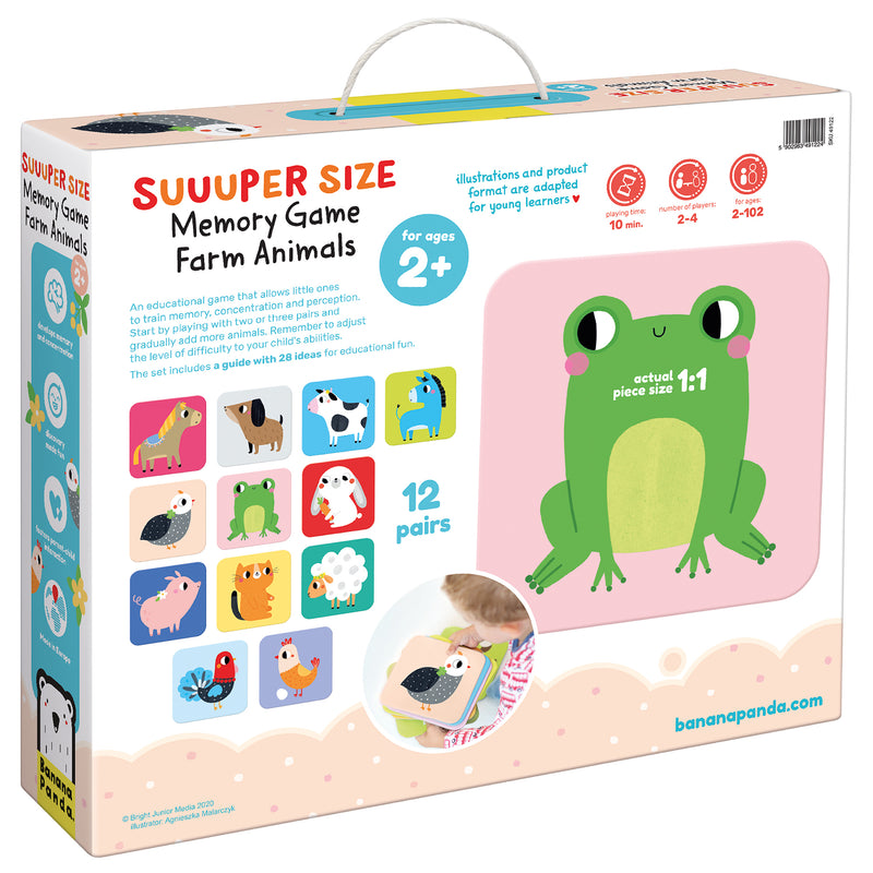 Banana Panda - SUUUPER SIZE - MEMORY GAME FARM ANIMALS 24 cards (2+) - Limolin 