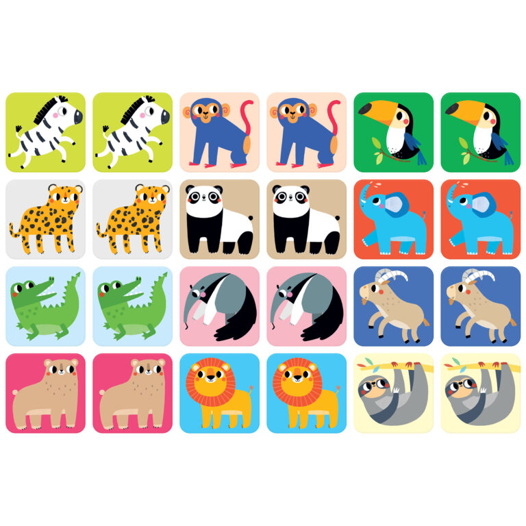 BANANA PANDA - SUUUPER SIZE - MEMORY GAME WILD ANIMALS 24 cards (2+) - Limolin 