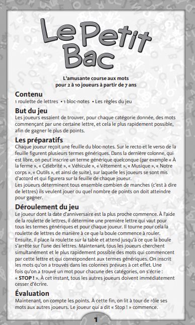 Schmidt Spiele - Le Petit Bac - Limolin 