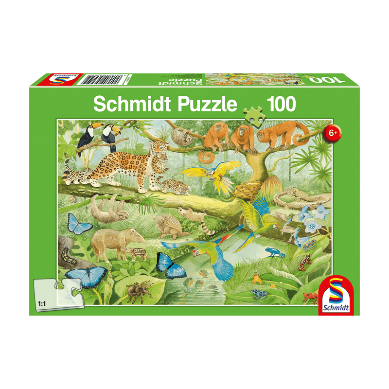 Schmidt Spiele - Puzzle - Animals In The Jungle (100-Piece Puzzle) - Limolin 