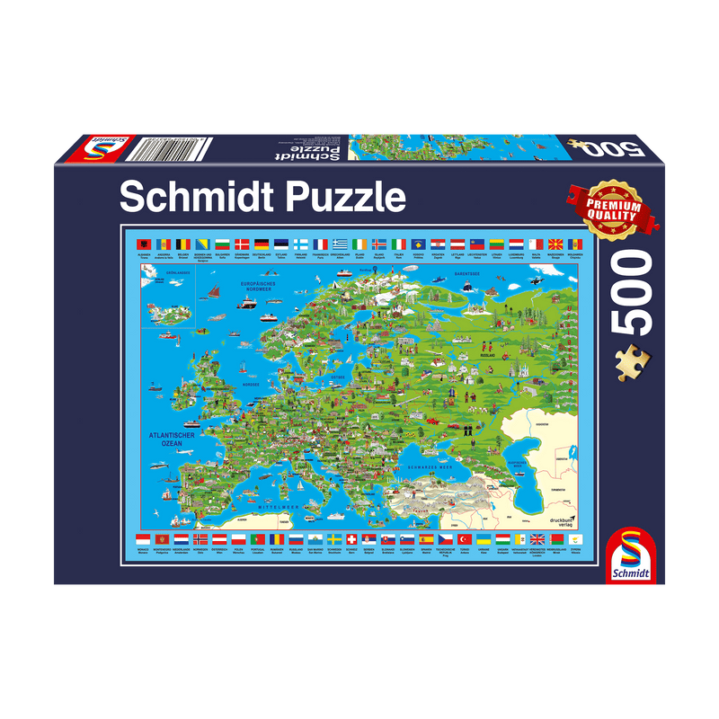 Schmidt Spiele - Puzzle - Discover Europe (500-Piece Puzzle) - Limolin 