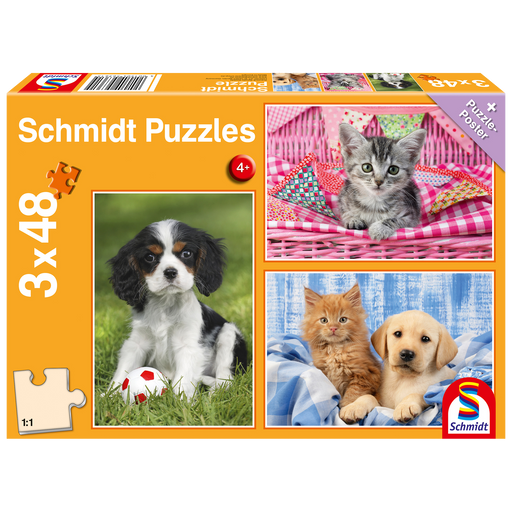 Schmidt Spiele - Puzzle - My Favorite Puppies (3X48-Piece Puzzle) - Limolin 