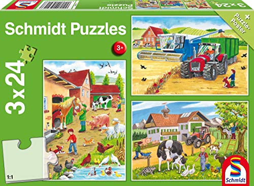 Schmidt Spiele - Puzzle - Pz 3X24 - At The Farm - Limolin 