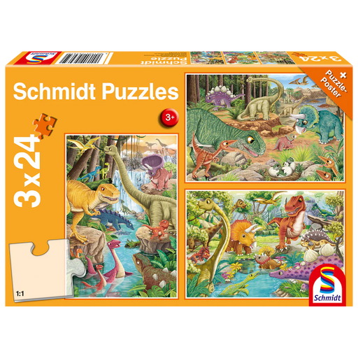 Schmidt Spiele - Puzzle - Pz 3X24 - Dino Fun - Limolin 