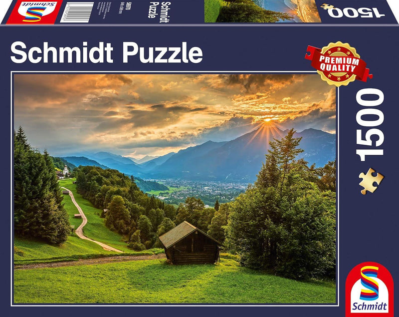Schmidt Spiele - Puzzle - Sunset Over The Village of Wamberg (1500-Piece Puzzle) - Limolin 