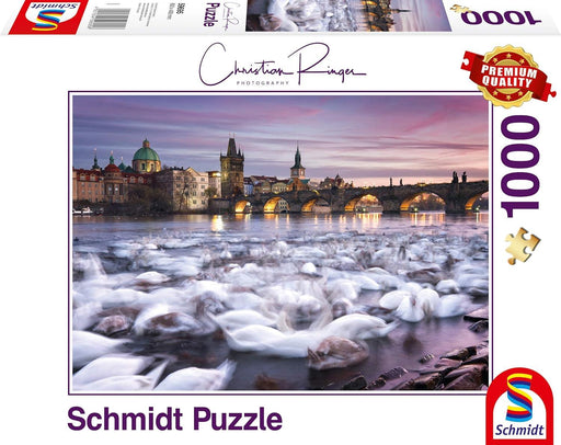 Schmidt Spiele - Puzzle - Swans In Prague - Christian Ringes (1000-Piece Puzzle) - Limolin 