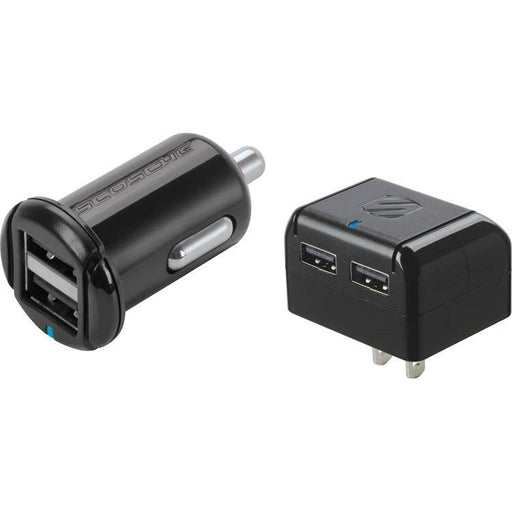 Scosche - Wall & Car Charger Combo Kit Revive 24 Amp Kitincludes 1 Wall Charger & 1 Car Charger Black 2 Port Each - Limolin 