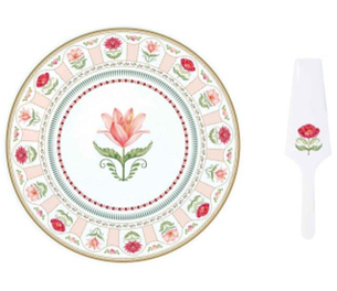 Easy Life - FLOWERY - Cake Plate with Server | 32 cm / 12.6 in