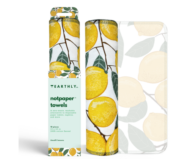 EARTHLY CO - Reusable Paper Towel 10/PK Amalfi Lemons