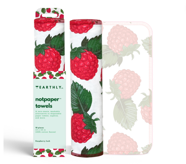 EARTHLY CO - Reusable Paper Towel 10/PK Raspberry Lush