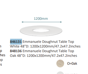 Beleduc - EMMANUELE DOUGHNUT TABLE TOP WHITE 48"