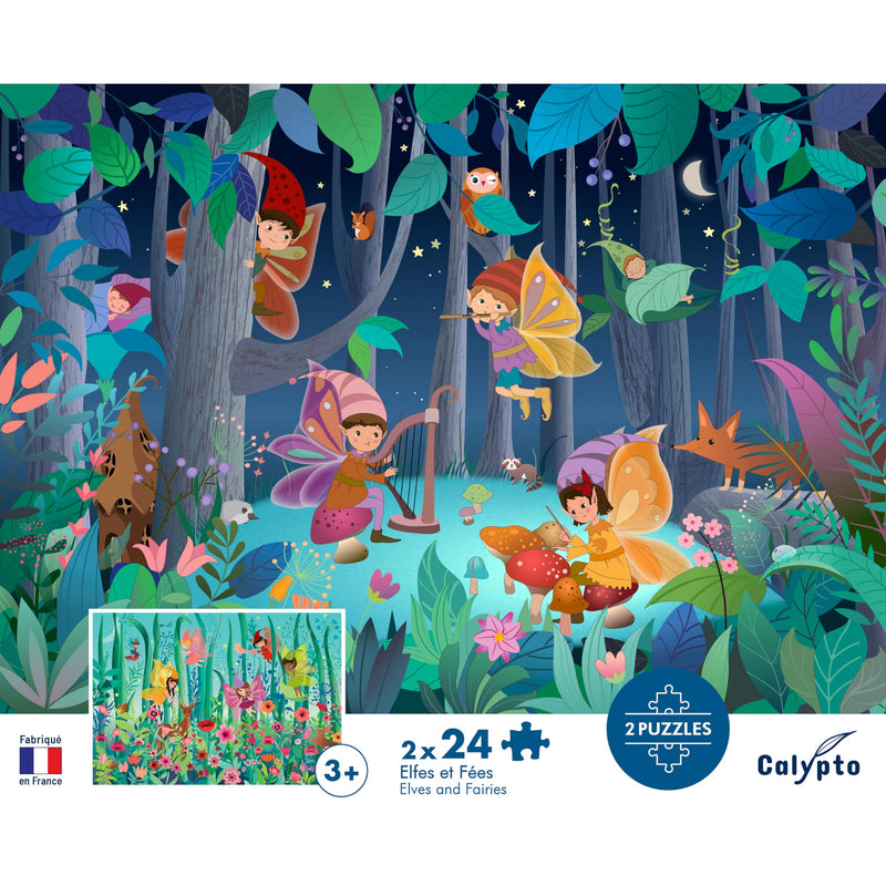 Sentosphere - Puzzles children 2 X 24 pieces 330X230mm Elves and Fairies - Limolin 