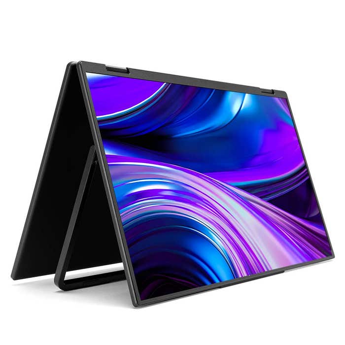 SideTrak - Laptop Monitor 15.6in Solo Book Stacked Dual Portable Monitor Hinge Design Auto Rotate 360 Degrees with Neoprene Sleeve PC/MAC/Chrome/Console Gaming BIL - Black - Limolin 