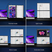 SideTrak - Laptop Monitor 15.6in Solo Book Stacked Dual Portable Monitor Hinge Design Auto Rotate 360 Degrees with Neoprene Sleeve PC/MAC/Chrome/Console Gaming BIL - Black - Limolin 