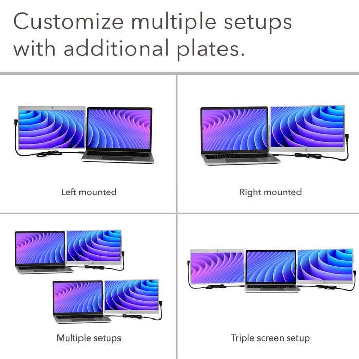 SideTrak - Swivel Metal Plates (2 Pack) for Attachment on Laptops Compatible with 12.5 & 14in Portable Monitors - Black - Limolin 