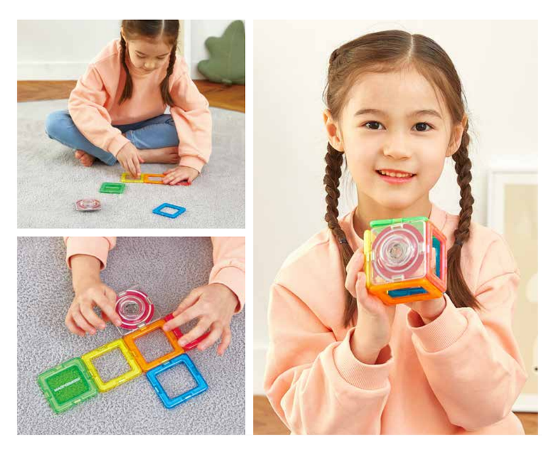 Magformers Spin Plus 6-Piece Set – children building with spinner pieces