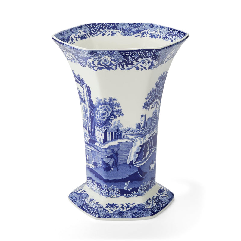 Spode - Blue Italian - Hexagonal Vase | 10.5 In - Limolin 