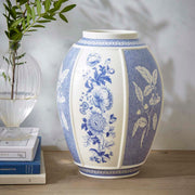 Spode - Blue Italian - Panel Vase 10 British Flowers - Limolin 