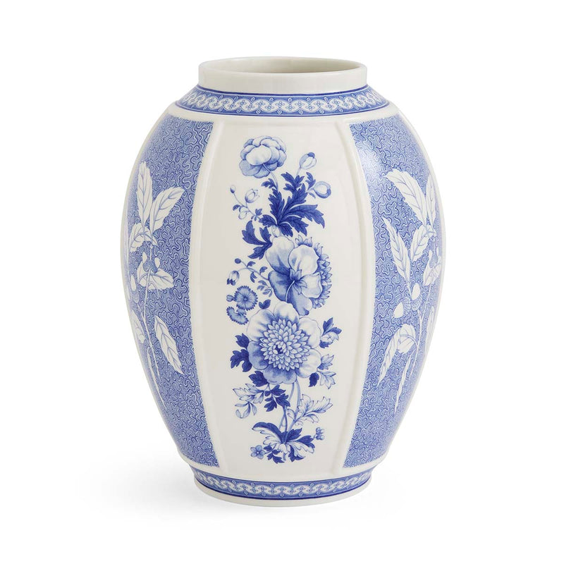 Spode - Blue Italian - Panel Vase 10 British Flowers - Limolin 