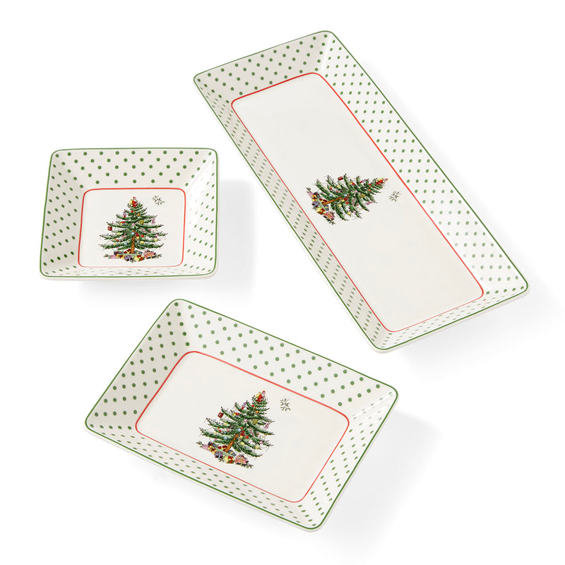 Spode - Christmas Tree - 3Pc Nesting Trays Polka Dot - Limolin 