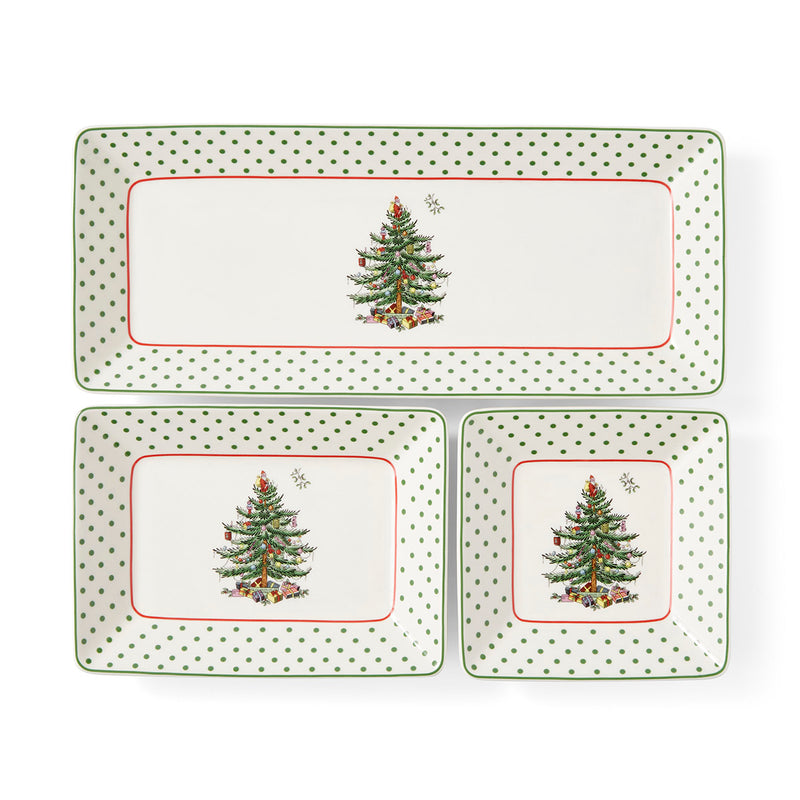 Spode - Christmas Tree - 3Pc Nesting Trays Polka Dot - Limolin 