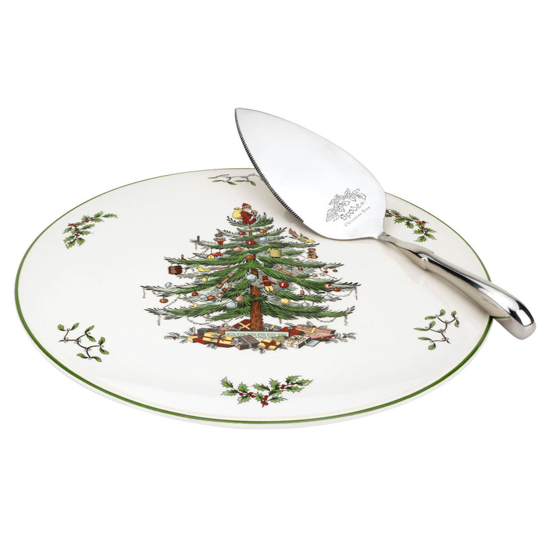 Spode - Christmas Tree - Cake Plate & Server Set | 11.5 inch - Limolin 