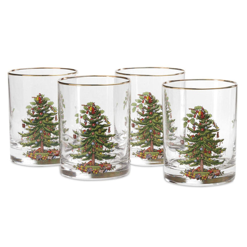Spode - Christmas Tree - Double Old Fashioned Glasses | 14Oz (Set of 4) - Limolin 