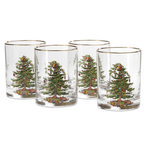 Spode - Christmas Tree - Double Old Fashioned Glasses | 14Oz (Set of 4) - Limolin 
