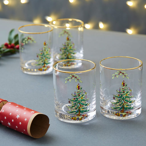 Spode - Christmas Tree - Double Old Fashioned Glasses | 14Oz (Set of 4) - Limolin 