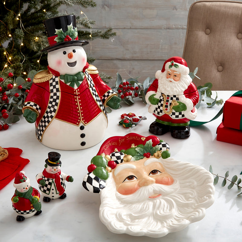 Spode - Christmas Tree - Figural Black & White Snowman Cookie Jar | 13 Inch - Limolin 