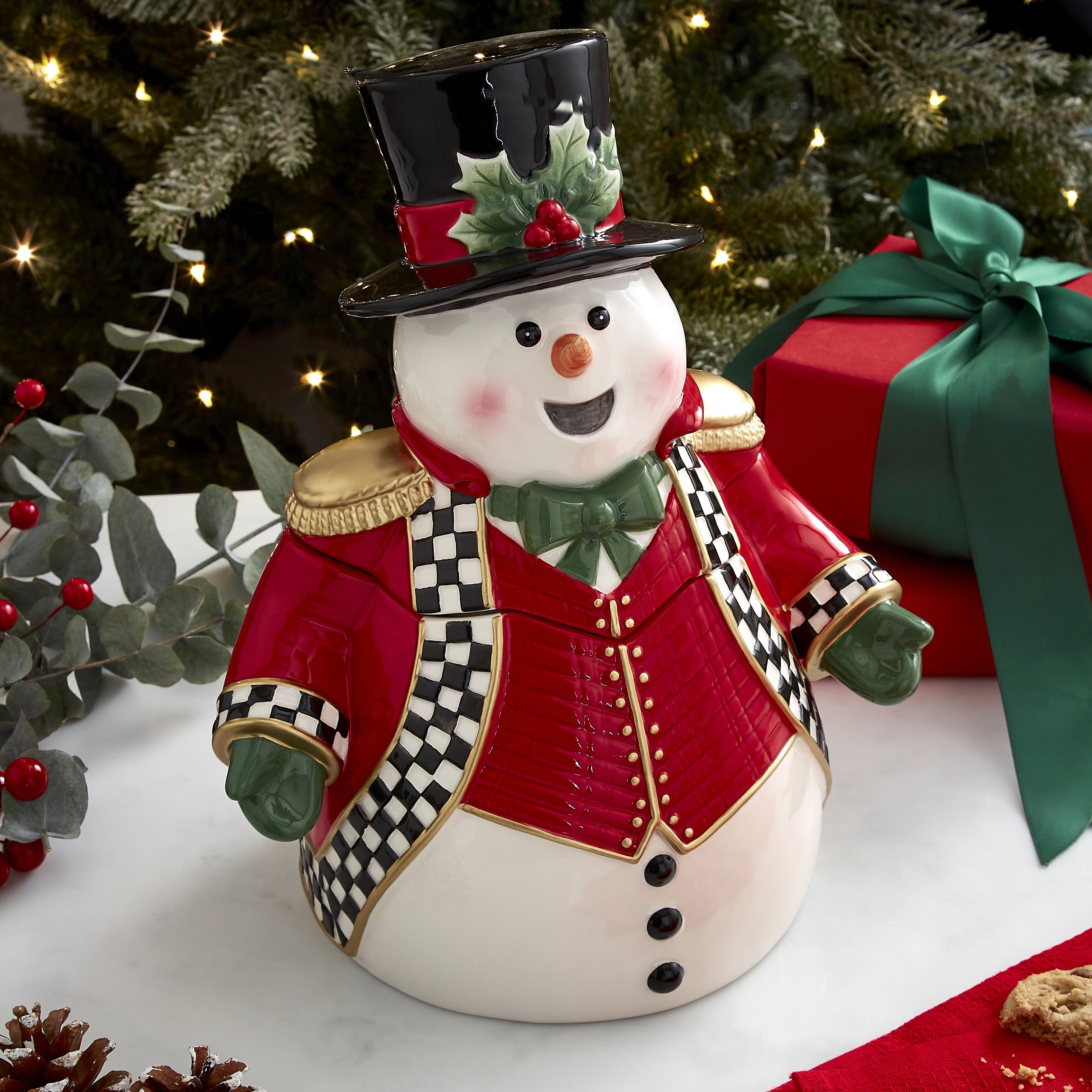 Spode - Black & White Figural - Snowman Cookie Jar | 13 inch