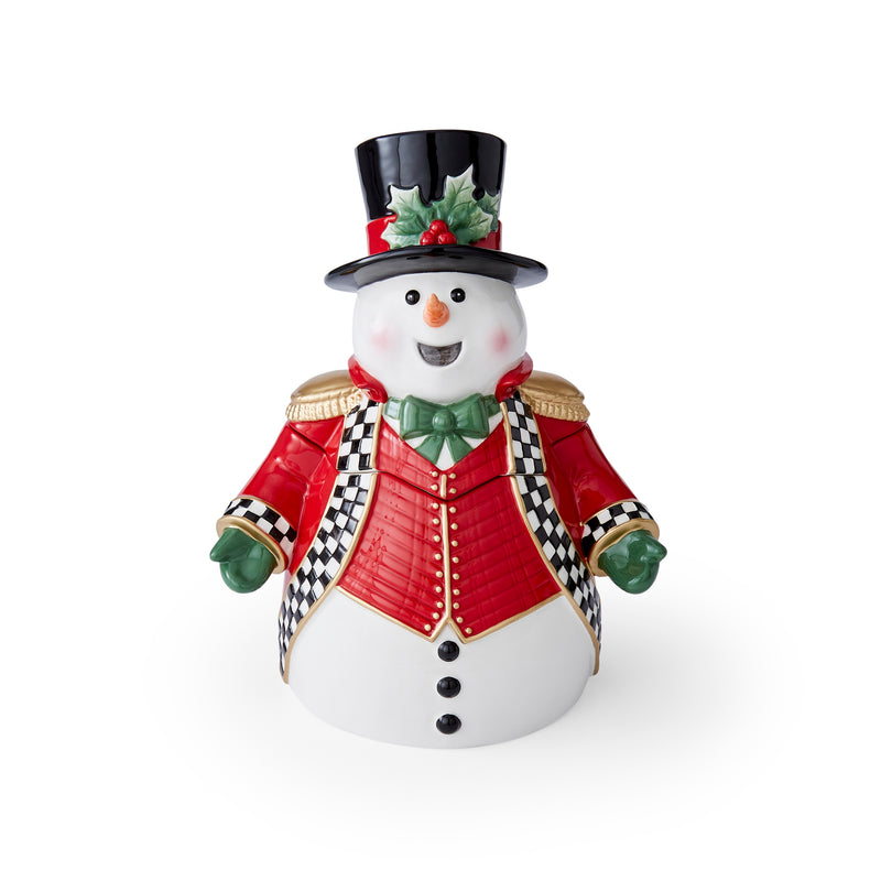 Spode - Christmas Tree - Figural Black & White Snowman Cookie Jar | 13 Inch - Limolin 