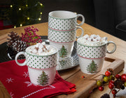 Spode - Christmas Tree - Polka Dot Set of 4 Stackable Mugs - Limolin 