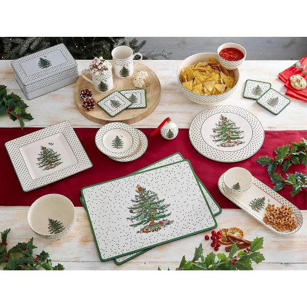 Spode - Christmas Tree - Polka Dot Sq Platter | 10 Inch - Limolin 