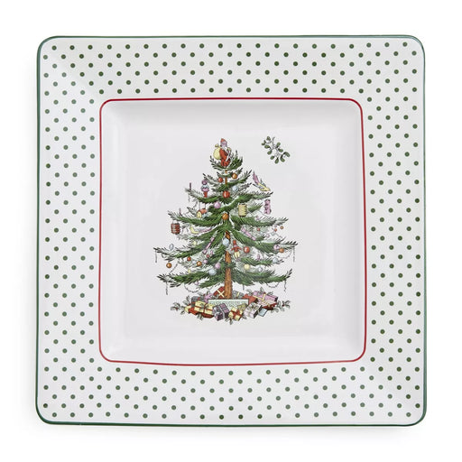 Spode - Christmas Tree - Polka Dot Sq Platter | 10 Inch - Limolin 