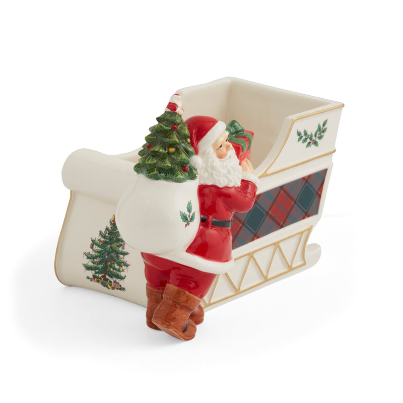 Spode - Christmas Tree - Santa Sleigh Candy Jar | 8 Inch - Limolin 