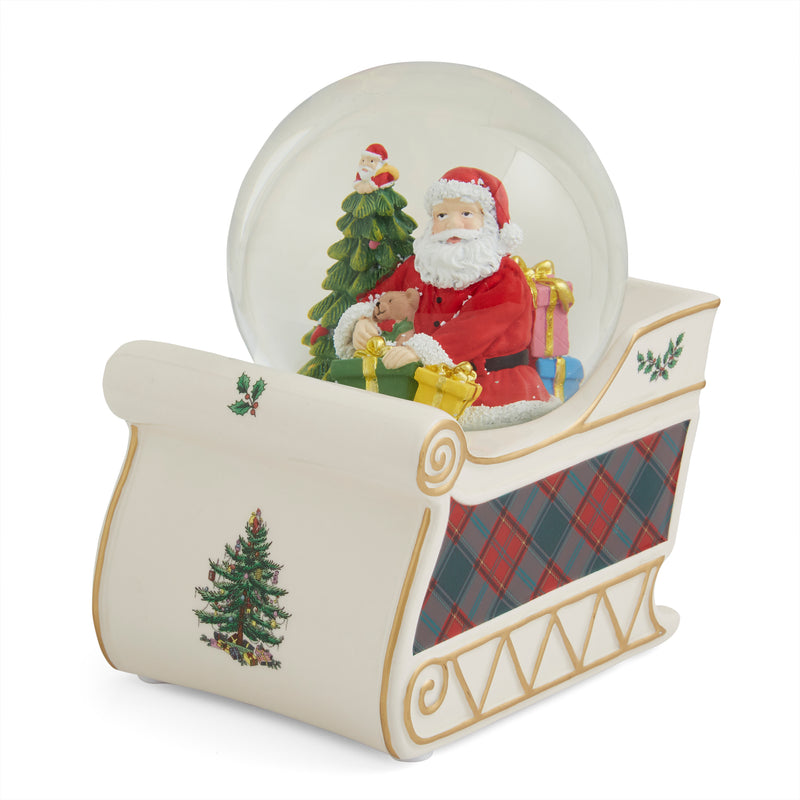 Spode - Christmas Tree - Santa Sleigh Snow Globe | 6.5 Inch - Limolin 