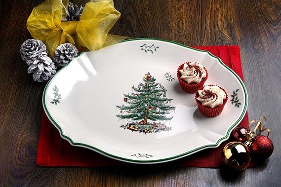 Spode - Christmas Tree - Sculpted Oval Platter | 17 Inch - Limolin 