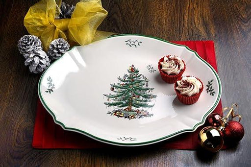 Spode - Christmas Tree - Sculpted Oval Platter | 17 Inch - Limolin 