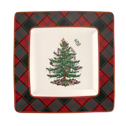 Spode - Christmas Tree - Tartan 10 inch Square Platter - Limolin 