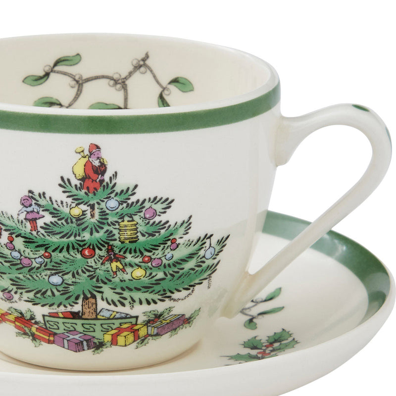 Spode - Christmas Tree - Teacup & Saucer | 7 Oz - Limolin 